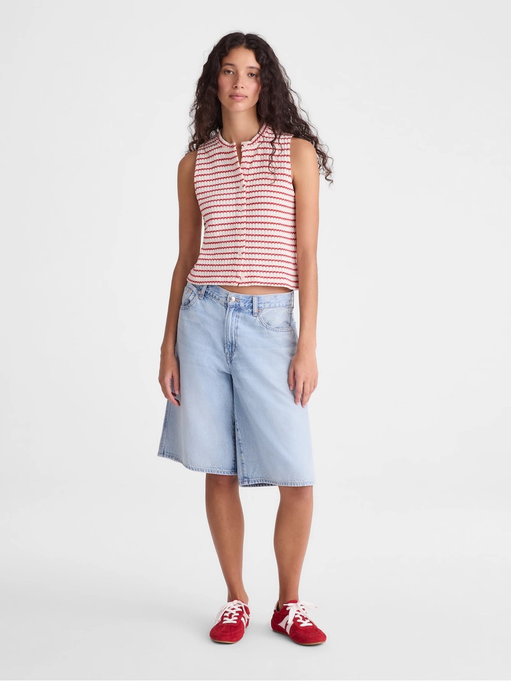 Madewell Textured-Knit Button-Front Shell Top - Picture 2 of 8